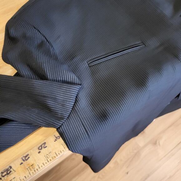 DKNY Donna Karen Wool Mandarin Collar Invisible Button Pinstripe Coat 8 - Picture 9 of 11